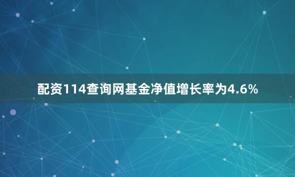 配资114查询网基金净值增长率为4.6%